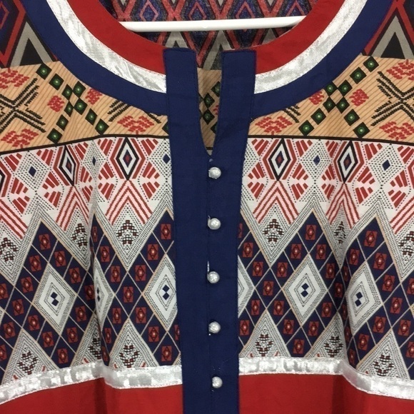 AVAASA Kurta Red Blue Size Medium - Picture 4 of 11